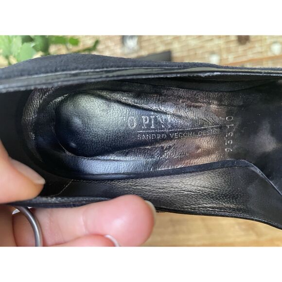 Vintage JoPini Sandro Vicari Black Suede Peep Toe Heels Italy Size 37 - Picture 3 of 7